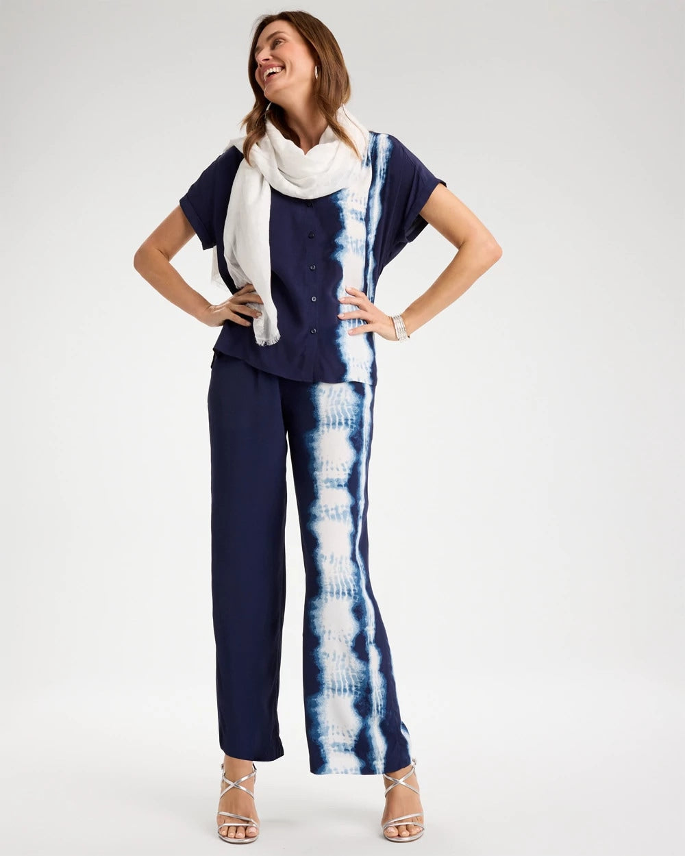 Faux Silk Tie-Dye Palazzo Pants Passport Blue - Chico's