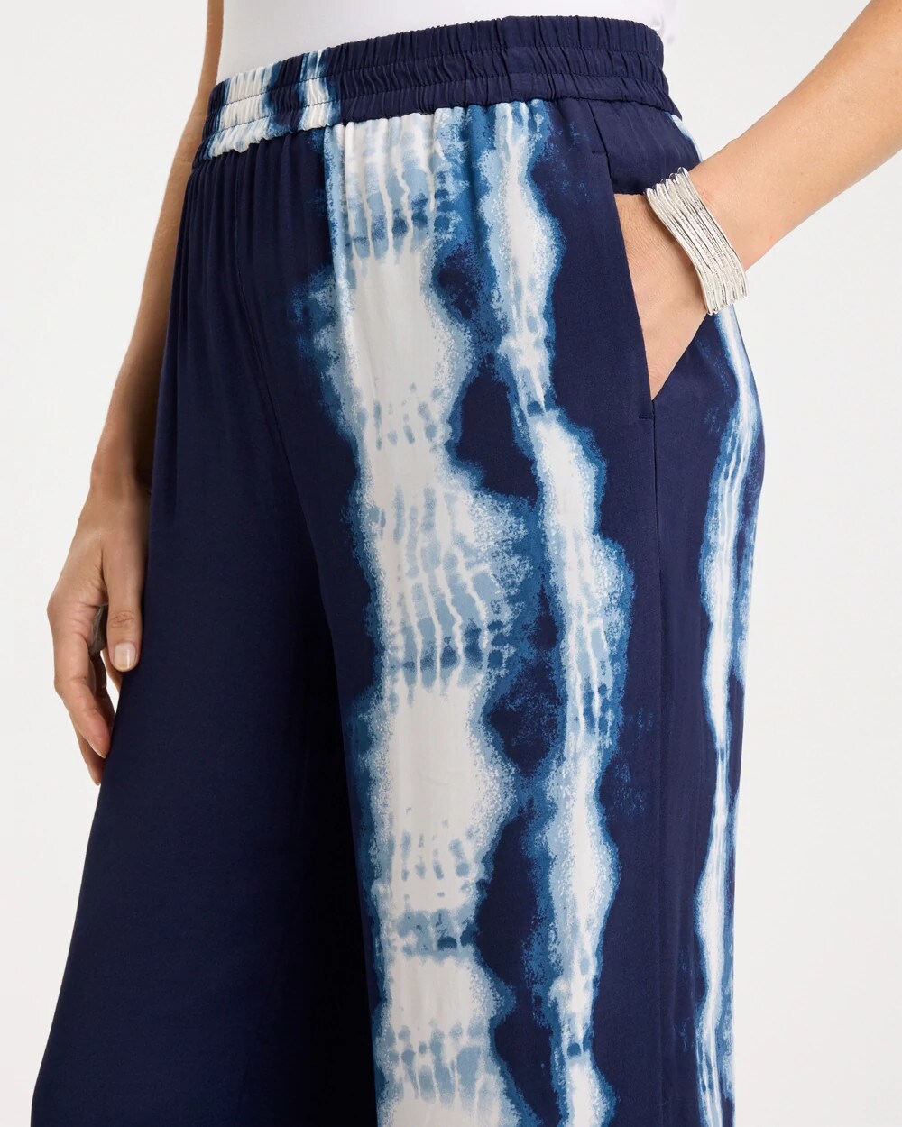 Faux Silk Tie-Dye Palazzo Pants Passport Blue - Chico's