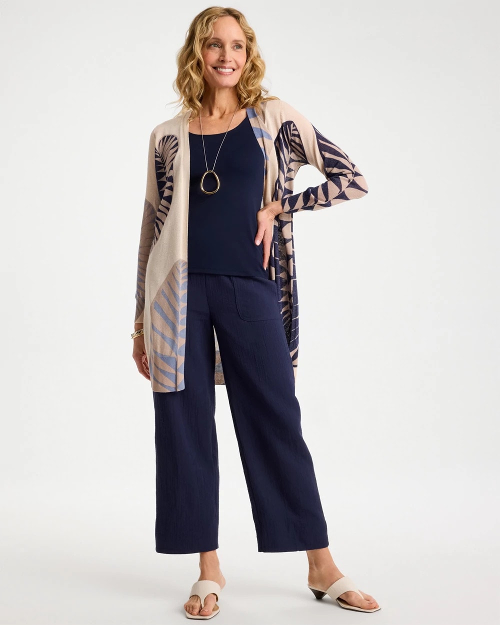 Cotton Gauze Tapered Crop Pant Passport Blue - Chico's