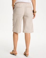 Poplin Cotton Roll-Tab Shorts Smokey Taupe - Chico's
