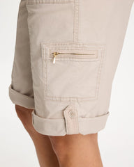 Poplin Cotton Roll-Tab Shorts Smokey Taupe - Chico's