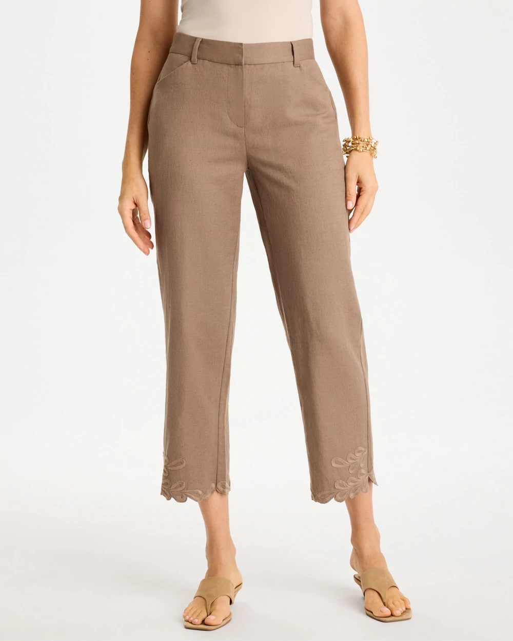 Linen Fly Front Pants Topaz Smoke - Chico's