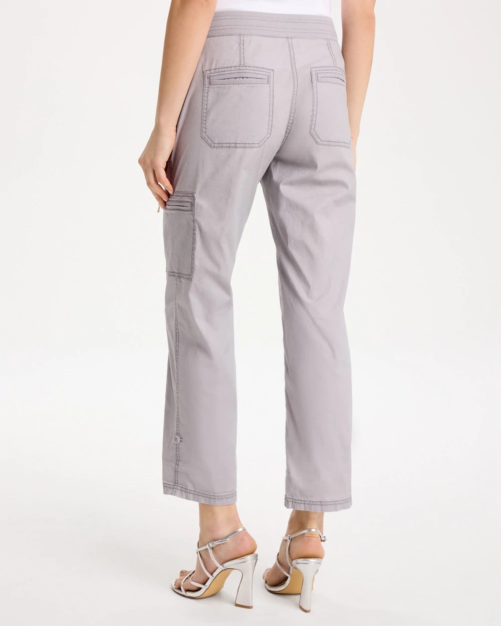 Poplin Cropped Roll Tab Pants Titanium - Chico's