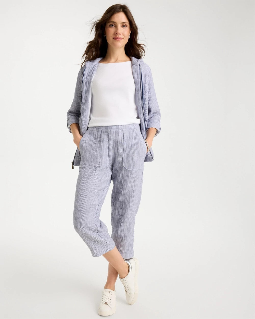 Zenergy® Striped Gauze Cropped Pants Blue - Chico's