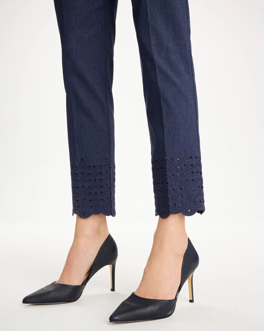 Brigitte™ Slim Embroidered Pull-On Crop Pant Indigo - Chico's