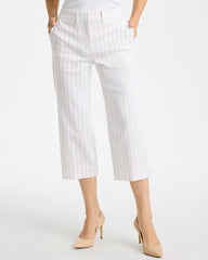 Sandstone Striped Emme Sateen Straight Capri Pants Alabaster - Chico's