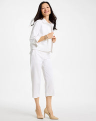 Sandstone Striped Emme Sateen Straight Capri Pants Alabaster - Chico's