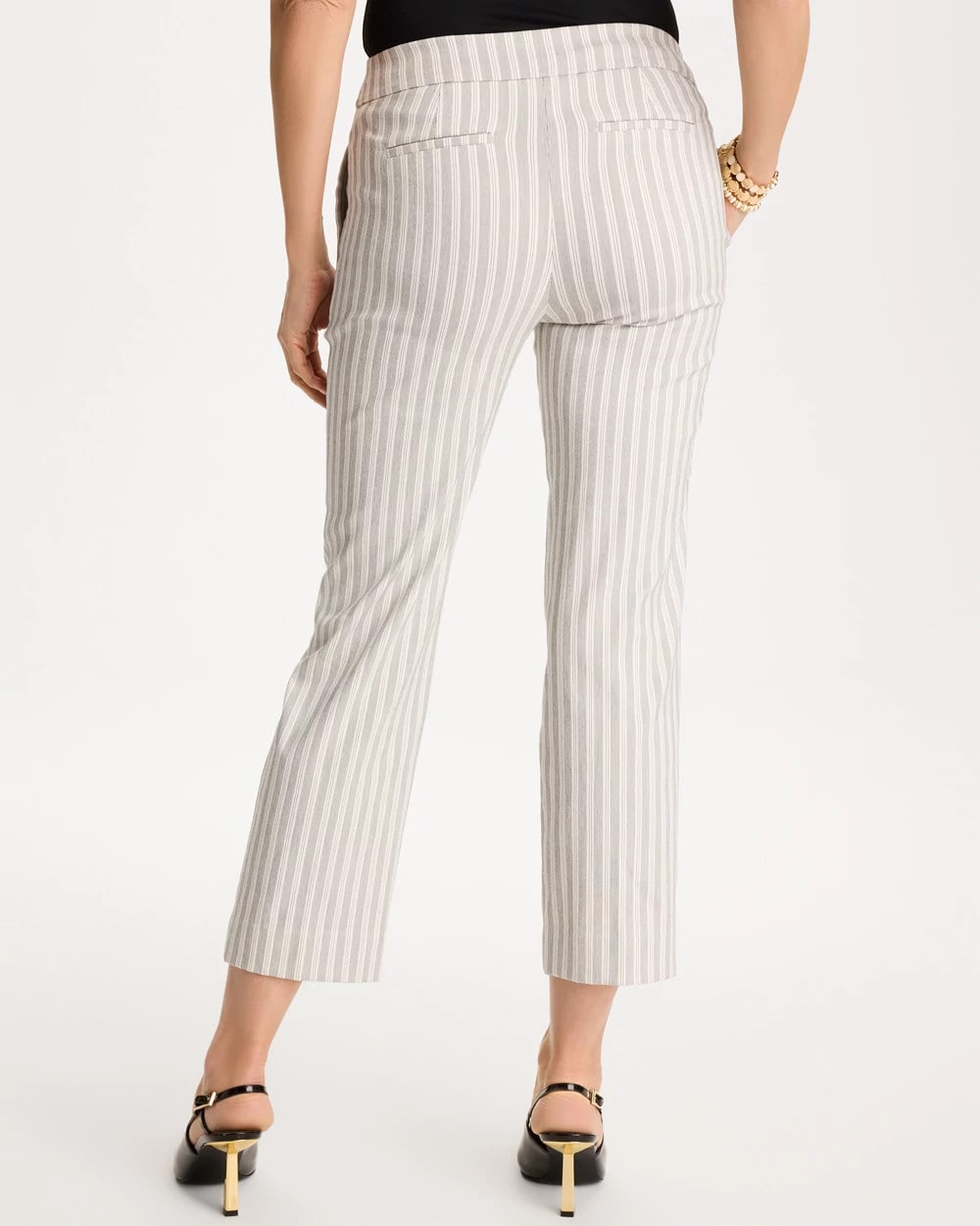 Striped Straight Crop Pant Black - Chico's