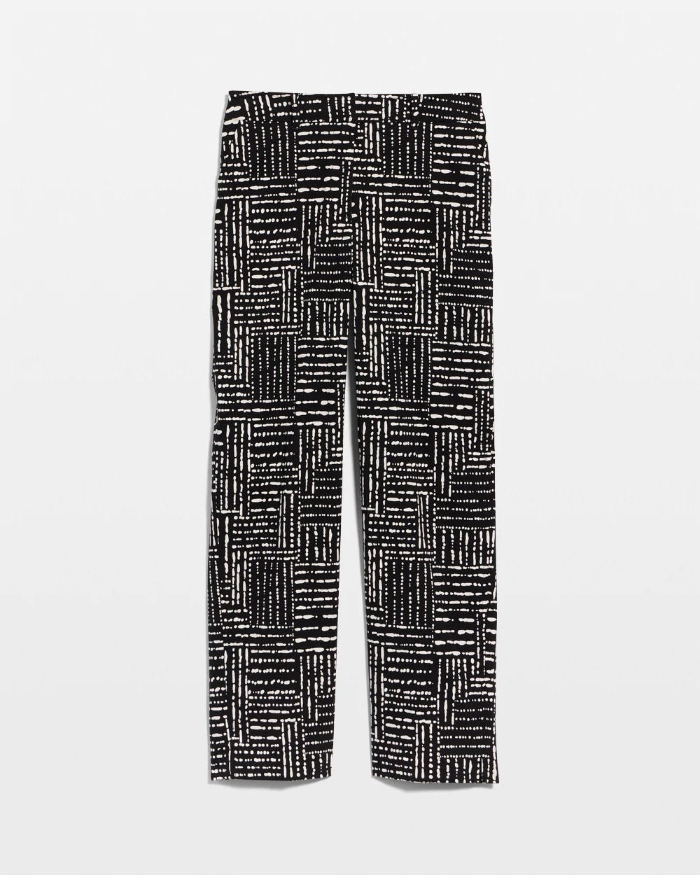 Emme Fly Front Straight Printed Crop Pants Black - Chico's