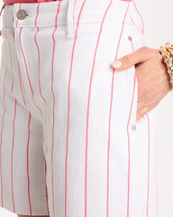 Striped Rivet Denim Trouser Shorts Calypso Coral - Chico's