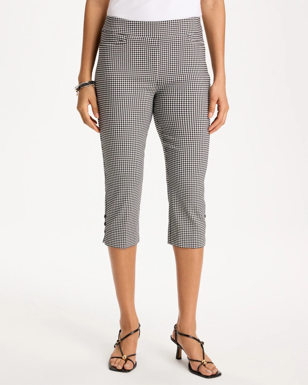 Brigitte™ Slim Gingham Pull-On Capri Pant Black - Chico's