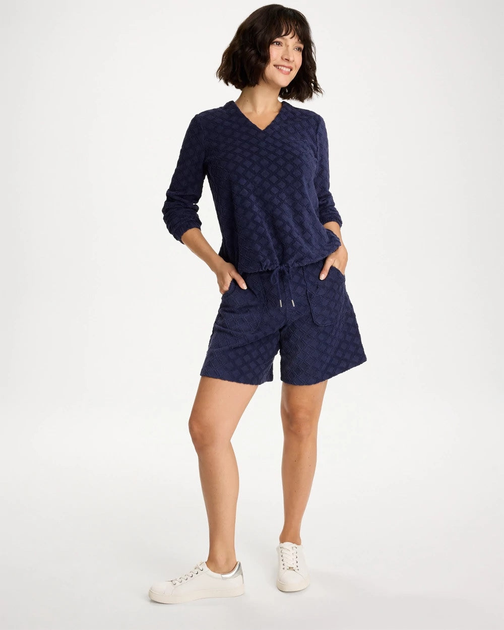 Zenergy® Terry Cloth Jacquard Shorts Passport Blue - Chico's