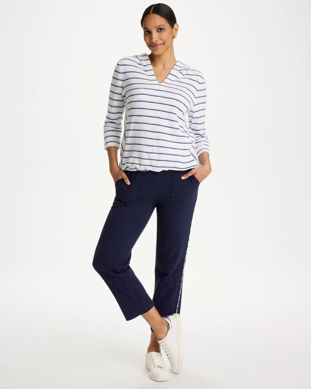Zenergy® Jersey Striped Crop Pants Passport Blue - Chico's