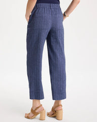 Pinstripe Soft-Stretch Linen Crop Pant Navy - Chico's