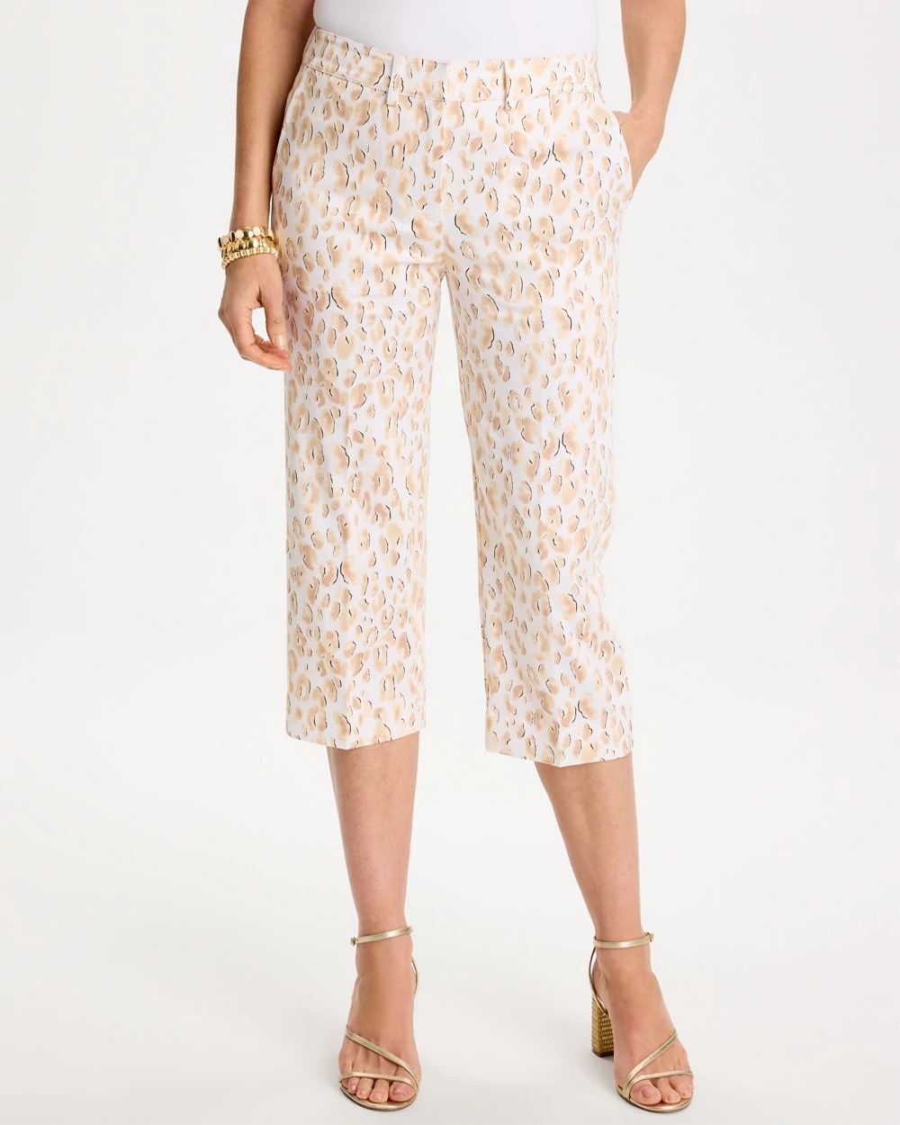 Animal Print Emme Sateen Straight Capri Pants Mocha Mousse - Chico's