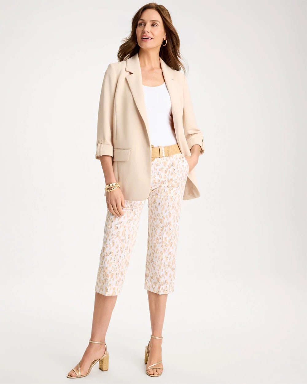 Animal Print Emme Sateen Straight Capri Pants Mocha Mousse - Chico's