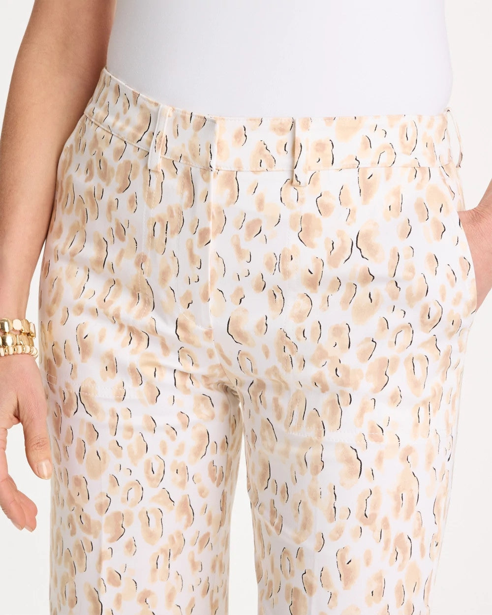 Animal Print Emme Sateen Straight Capri Pants Mocha Mousse - Chico's