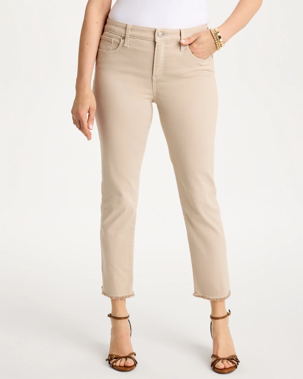 Girlfriend Slim Frayed Crop Jeans Smokey Taupe - Chico's