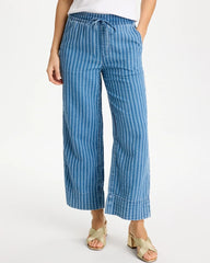 Gauze Striped Wide Crop Jean Blue Stripe - Chico's