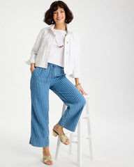 Gauze Striped Wide Crop Jean Blue Stripe - Chico's