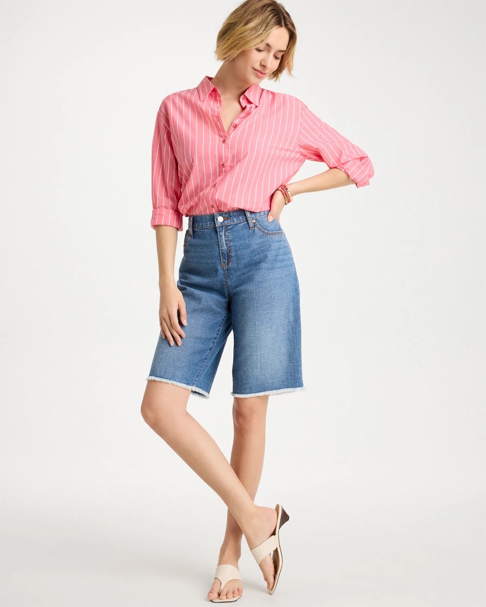 Boyfriend Frayed Jean Shorts Aquaria Indigo - Chico's