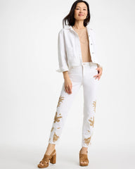 Girlfriend Slim Raffia Palm Crop Jeans Alabaster - Chico's