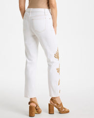 Girlfriend Slim Raffia Palm Crop Jeans Alabaster - Chico's