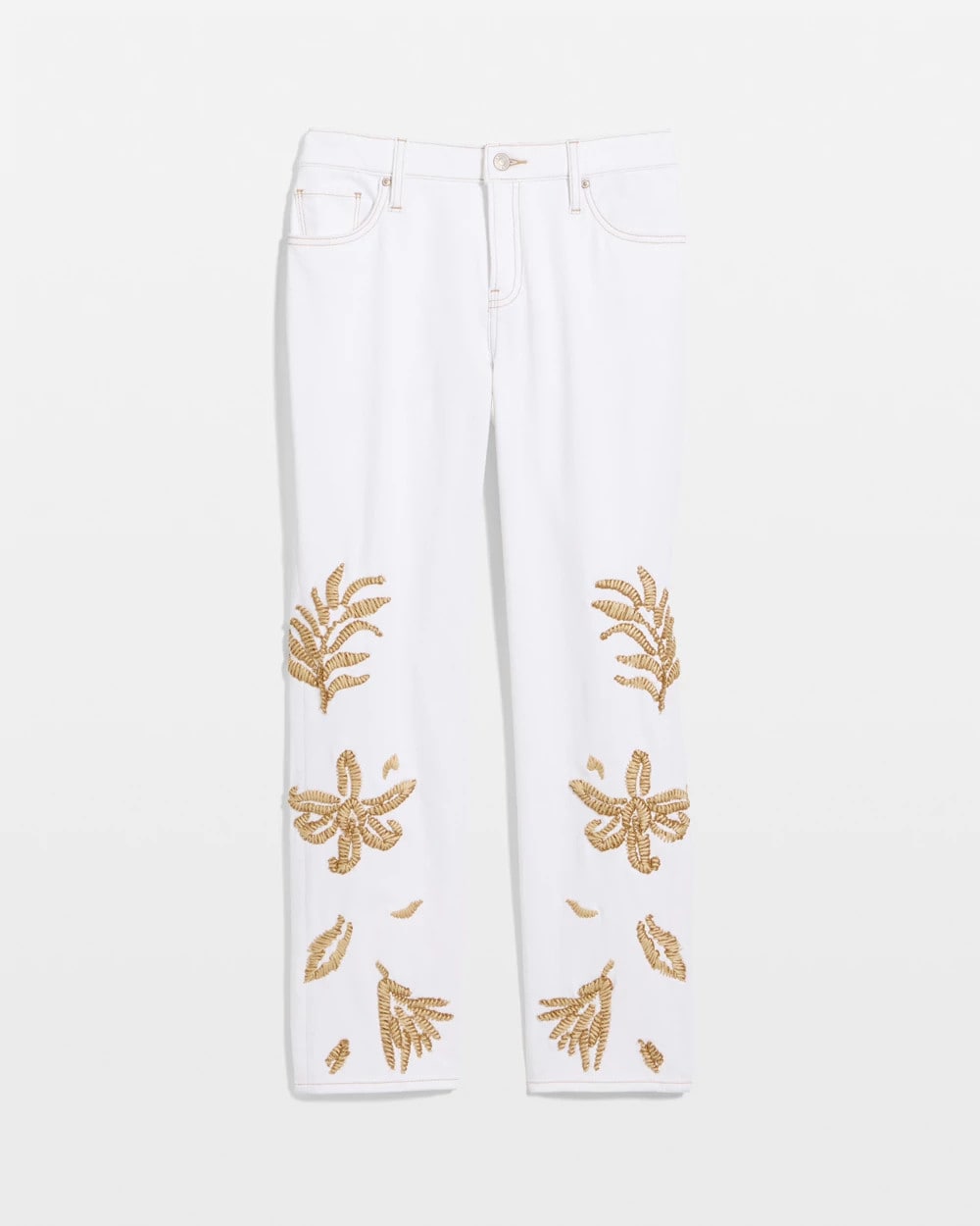 Girlfriend Slim Raffia Palm Crop Jeans Alabaster - Chico's