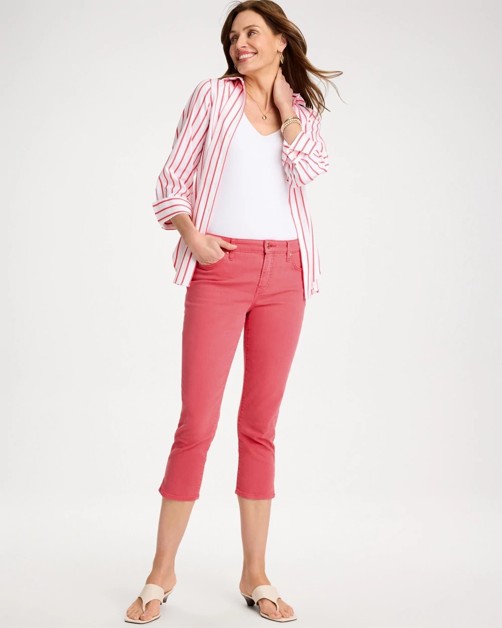 Girlfriend Slim Capri Jeans Calypso Coral - Chico's