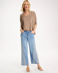 Floral Geo Wide-Leg Drawstring Jeans Indigo - Chico's