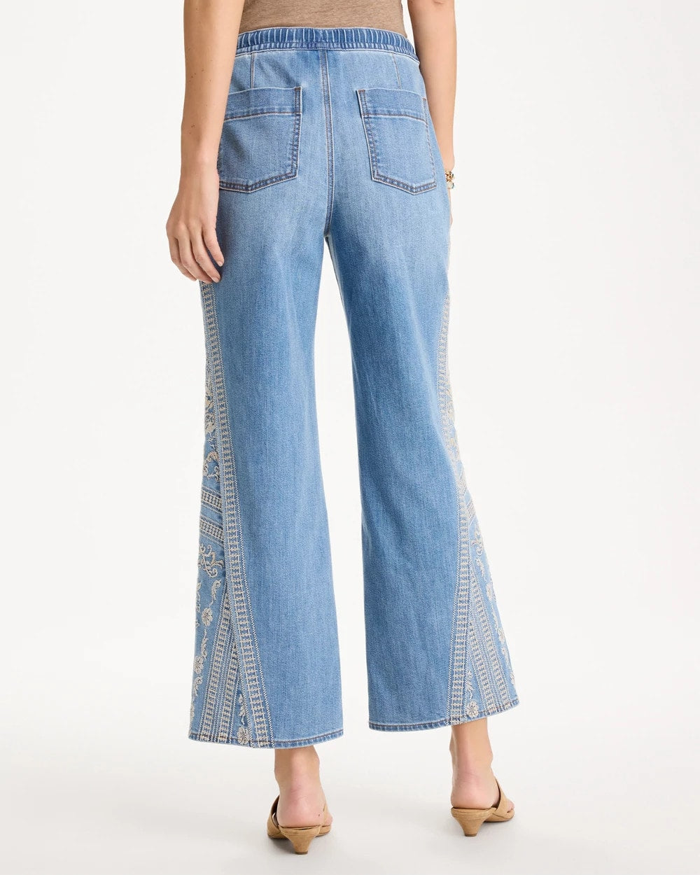 Floral Geo Wide-Leg Drawstring Jeans Indigo - Chico's