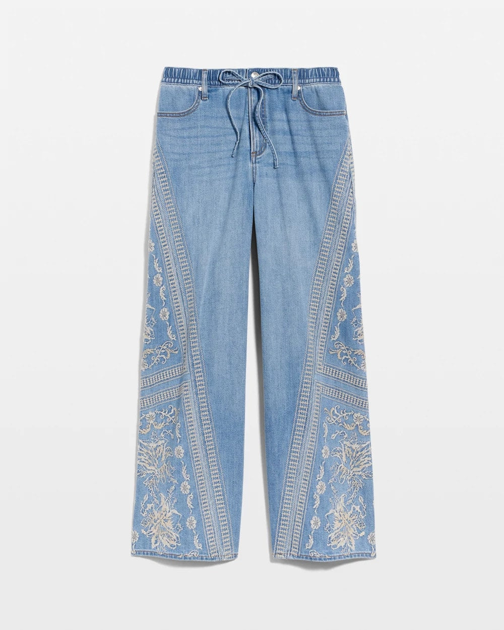 Floral Geo Wide-Leg Drawstring Jeans Indigo - Chico's