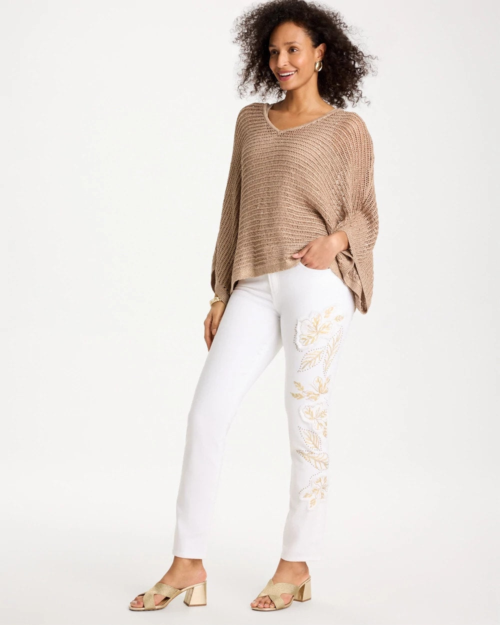 No Stain Girlfriend Floral Embellished Slim Ankle Jeans Alabaster - Chico's