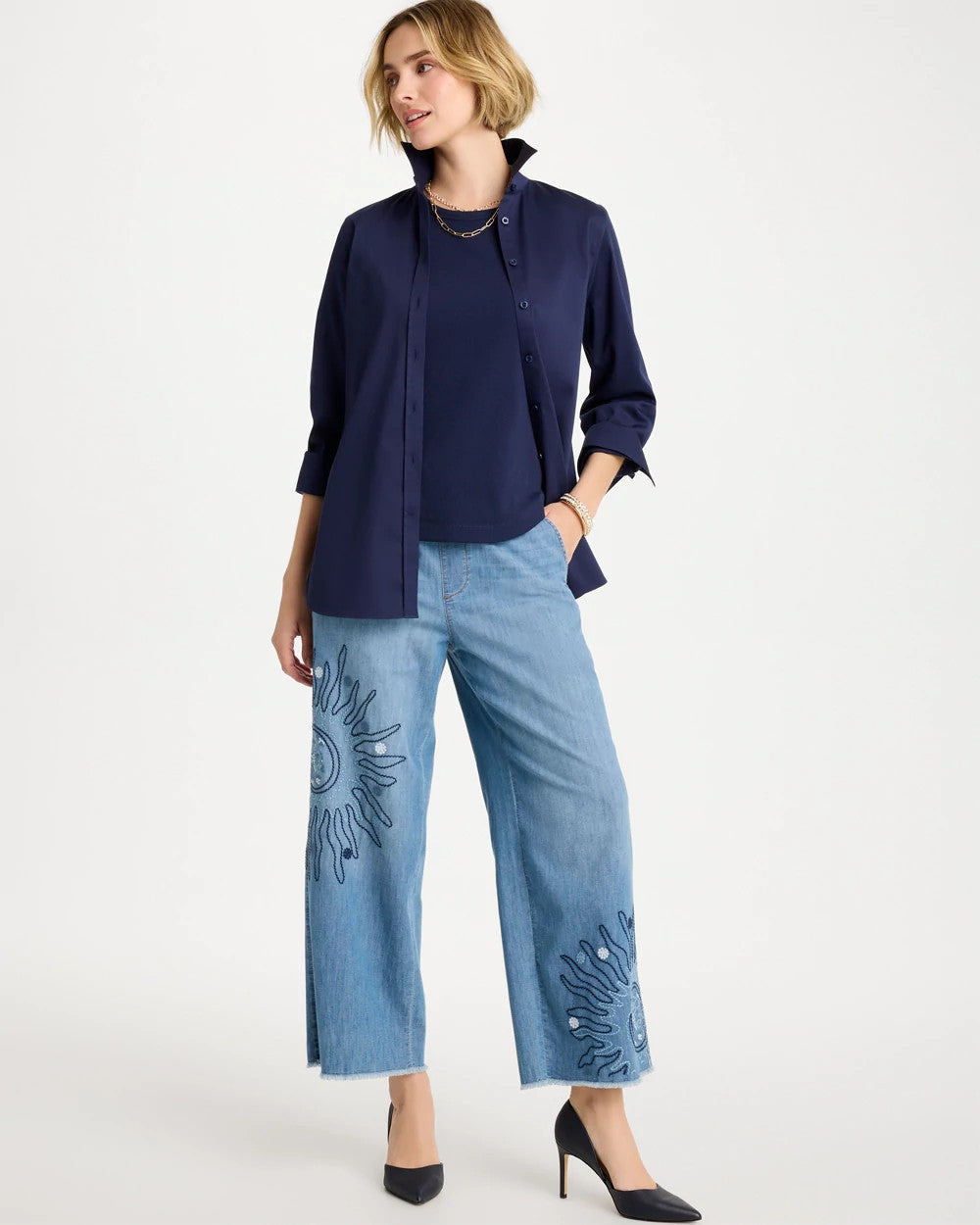 Embellished Ultra Lightweight Crop Jeans Caressa Indigo - Chico's