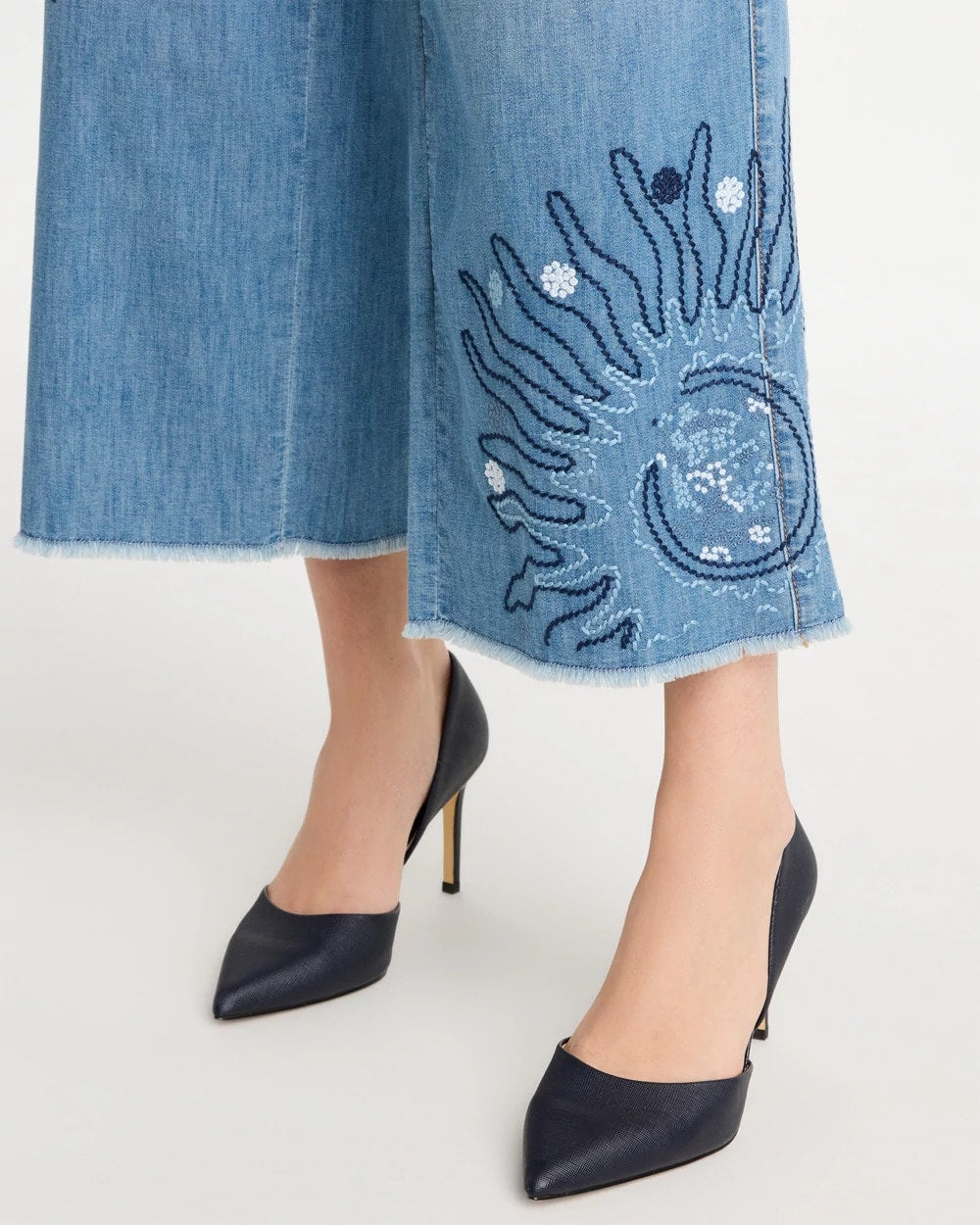 Embellished Ultra Lightweight Crop Jeans Caressa Indigo - Chico's