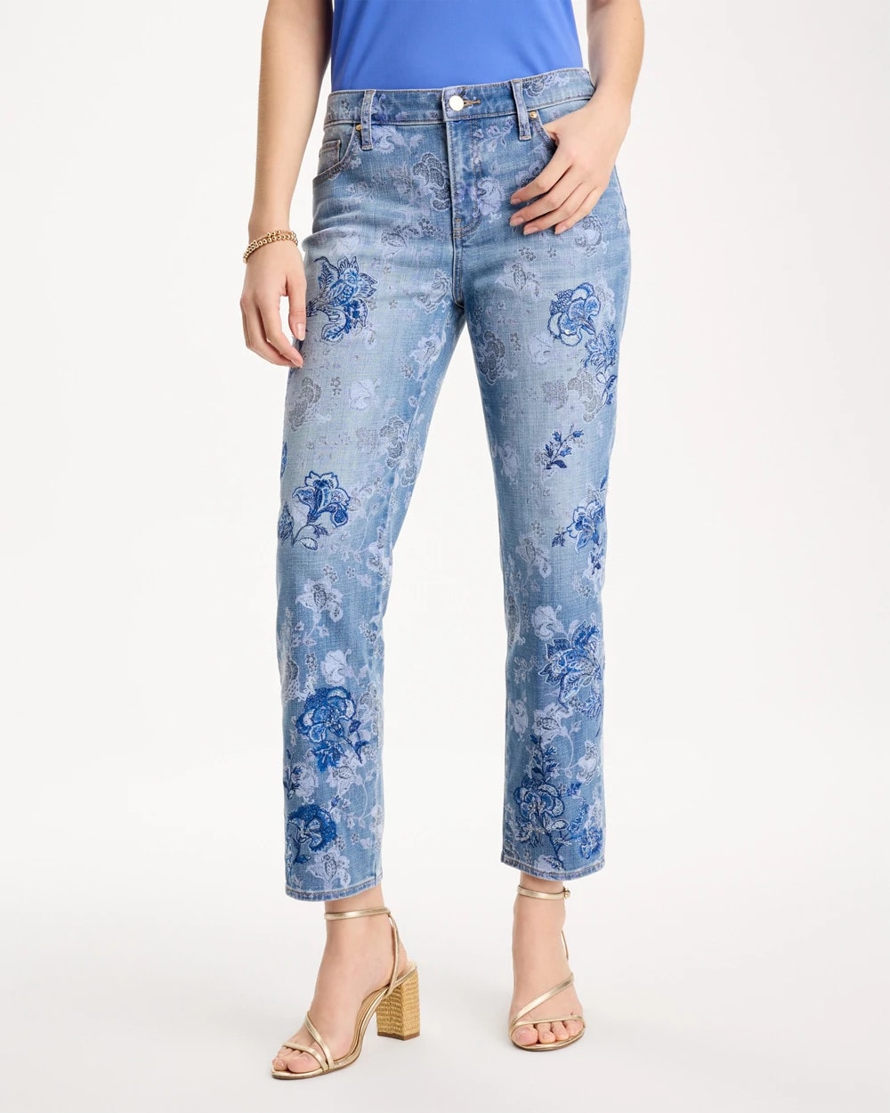 Embellished Girlfriend Crop Jean Underwater Indigo - Chico's