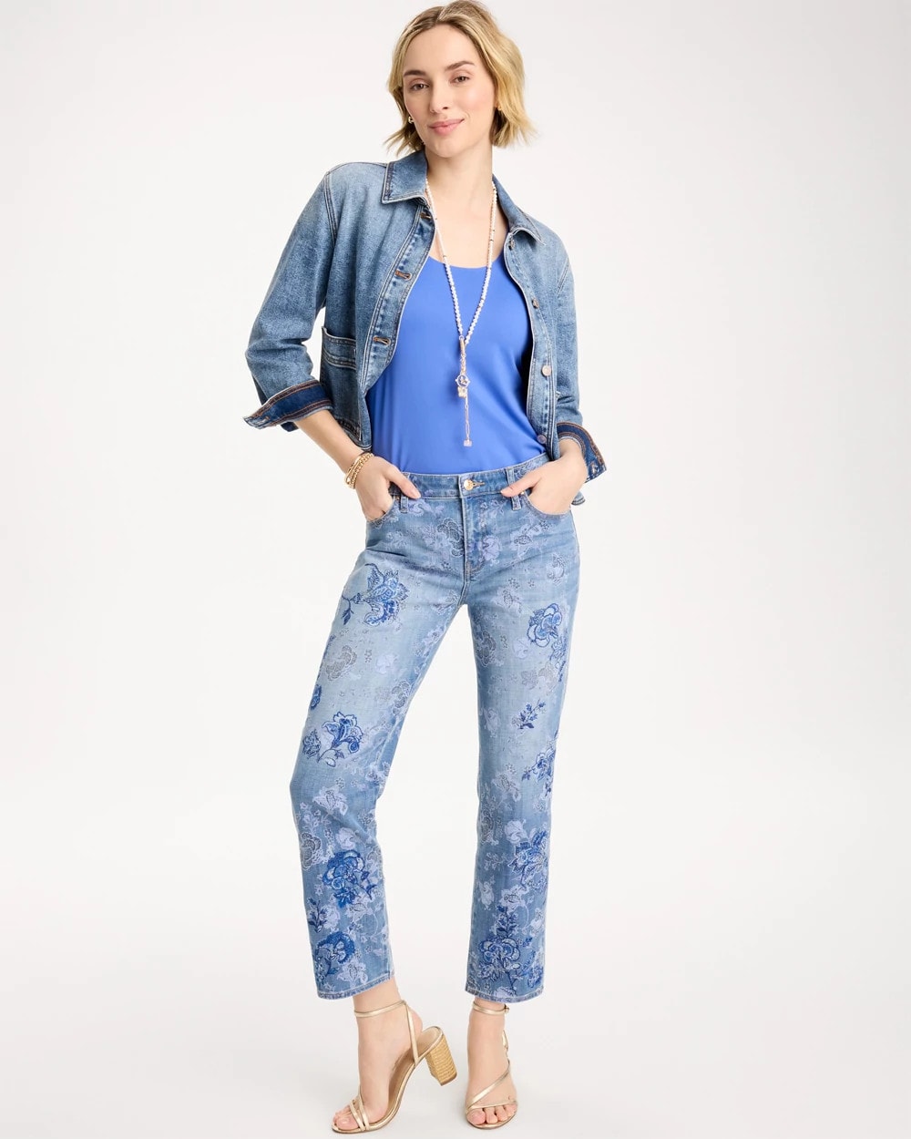 Embellished Girlfriend Crop Jean Underwater Indigo - Chico's