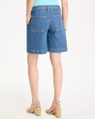Striped Denim Trouser Shorts Indigo - Chico's