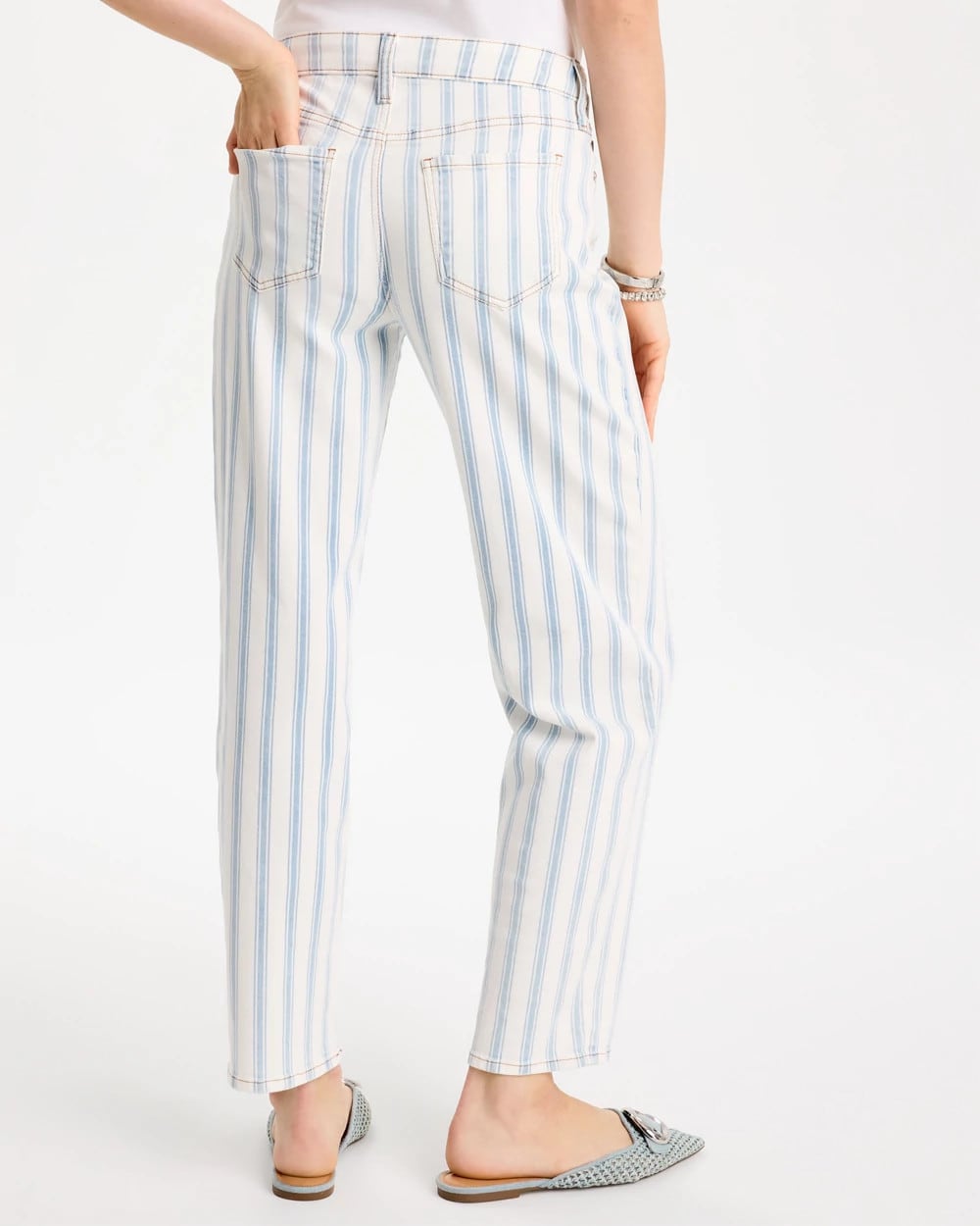 Striped Relaxed Boyfriend Jean Bungalow Indigo Stripe - Chico's