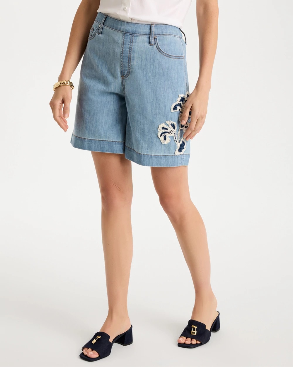 Embellished Lightweight Jean Shorts Graciela Indigo - Chico's