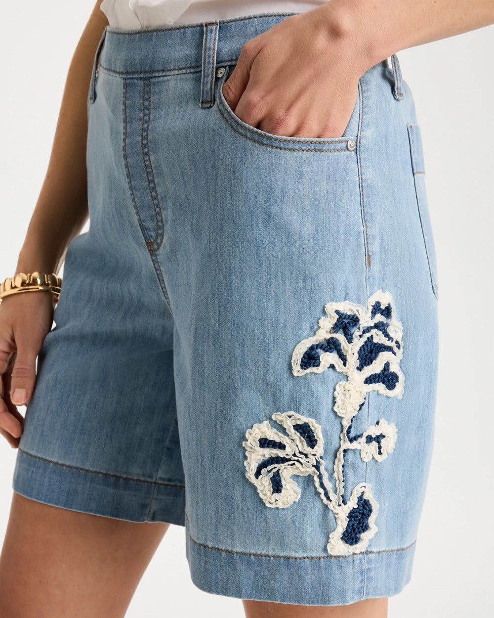 Embellished Lightweight Jean Shorts Graciela Indigo - Chico's