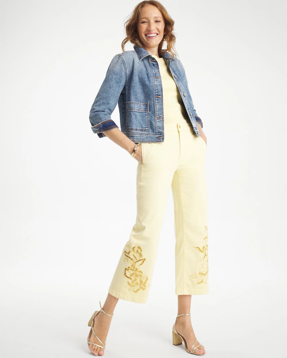 Trouser Cutwork Crop Jeans Golden Haze - Chico's