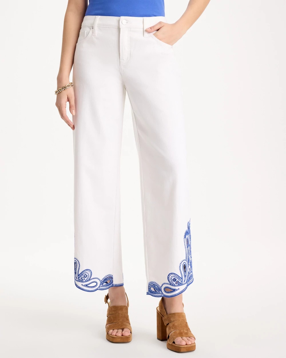 Girlfriend Wide-Leg Cutout Crop Jean Alabaster - Chico's