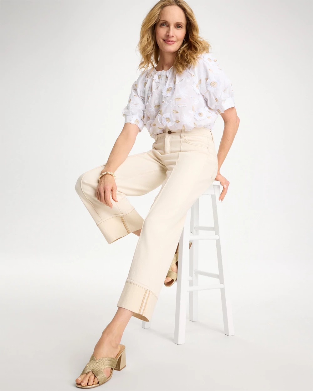 Pintuck Cuffed Cropped Jeans Neutral - Chico's