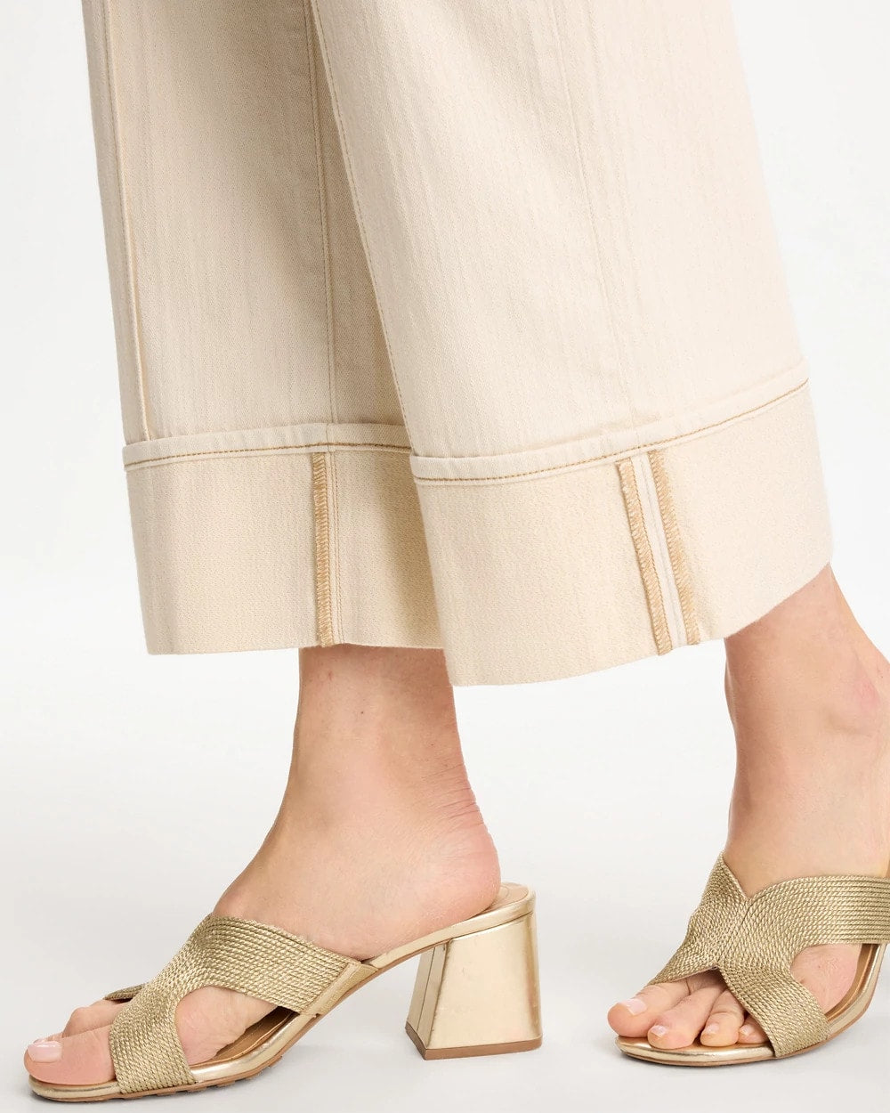Pintuck Cuffed Cropped Jeans Neutral - Chico's