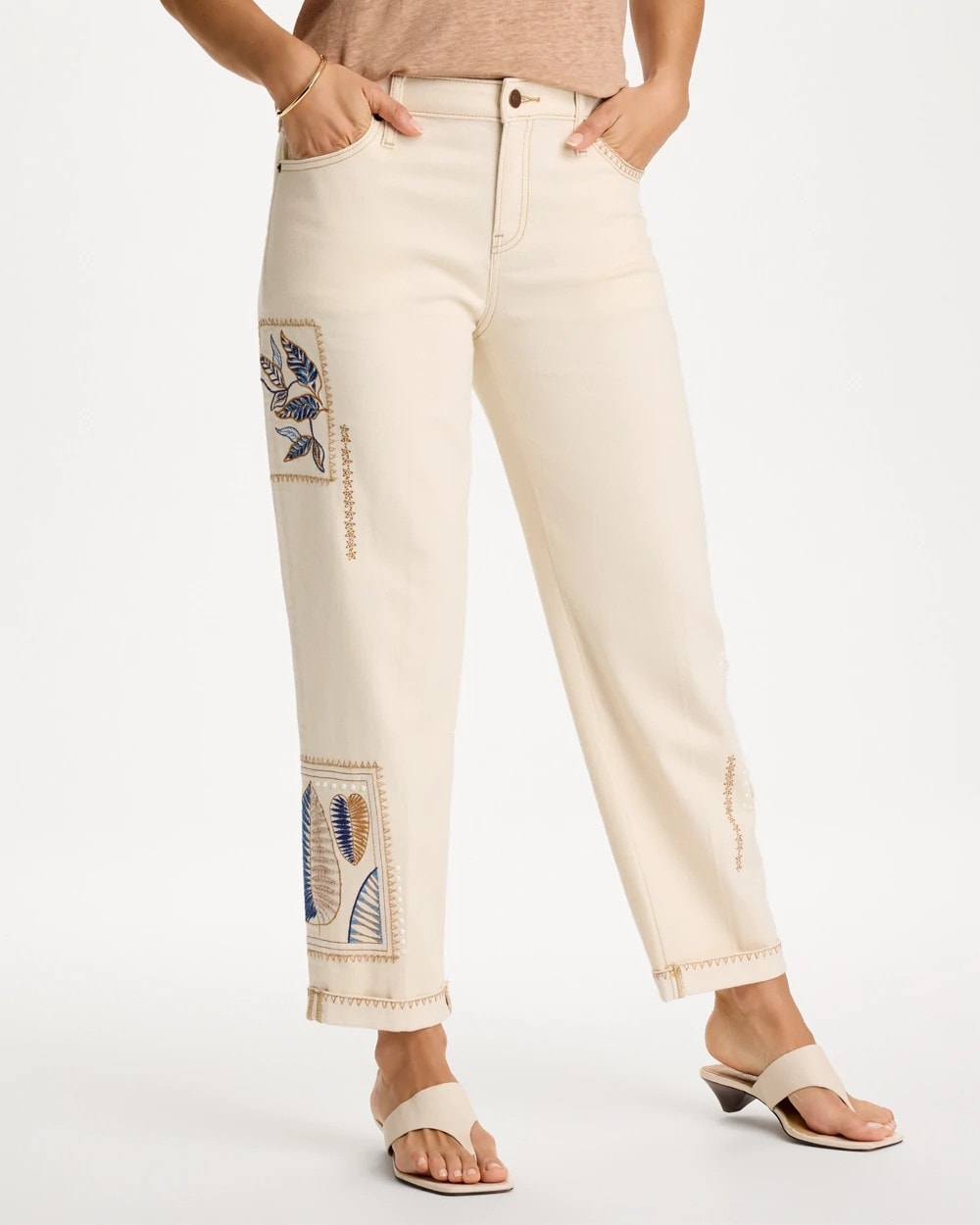 Patchwork Relaxed Boyfriend Jean Natural Seeded - Chico's