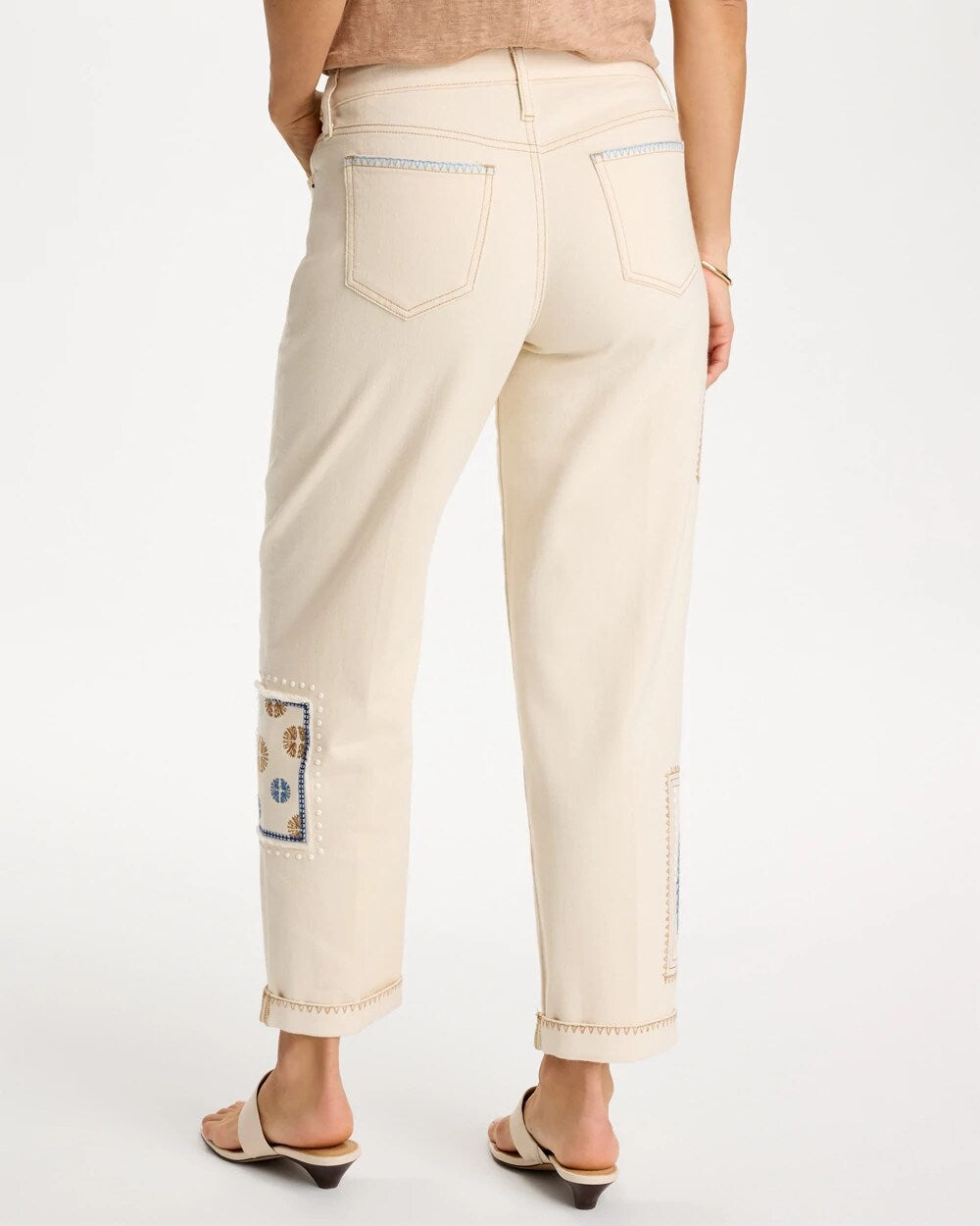 Patchwork Relaxed Boyfriend Jean Natural Seeded - Chico's