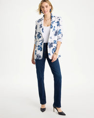 Linen Printed Piped Boyfriend Blazer Alabaster - Chico's