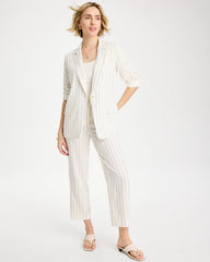 Linen-Blend Striped Boyfriend Blazer Ecru - Chico's