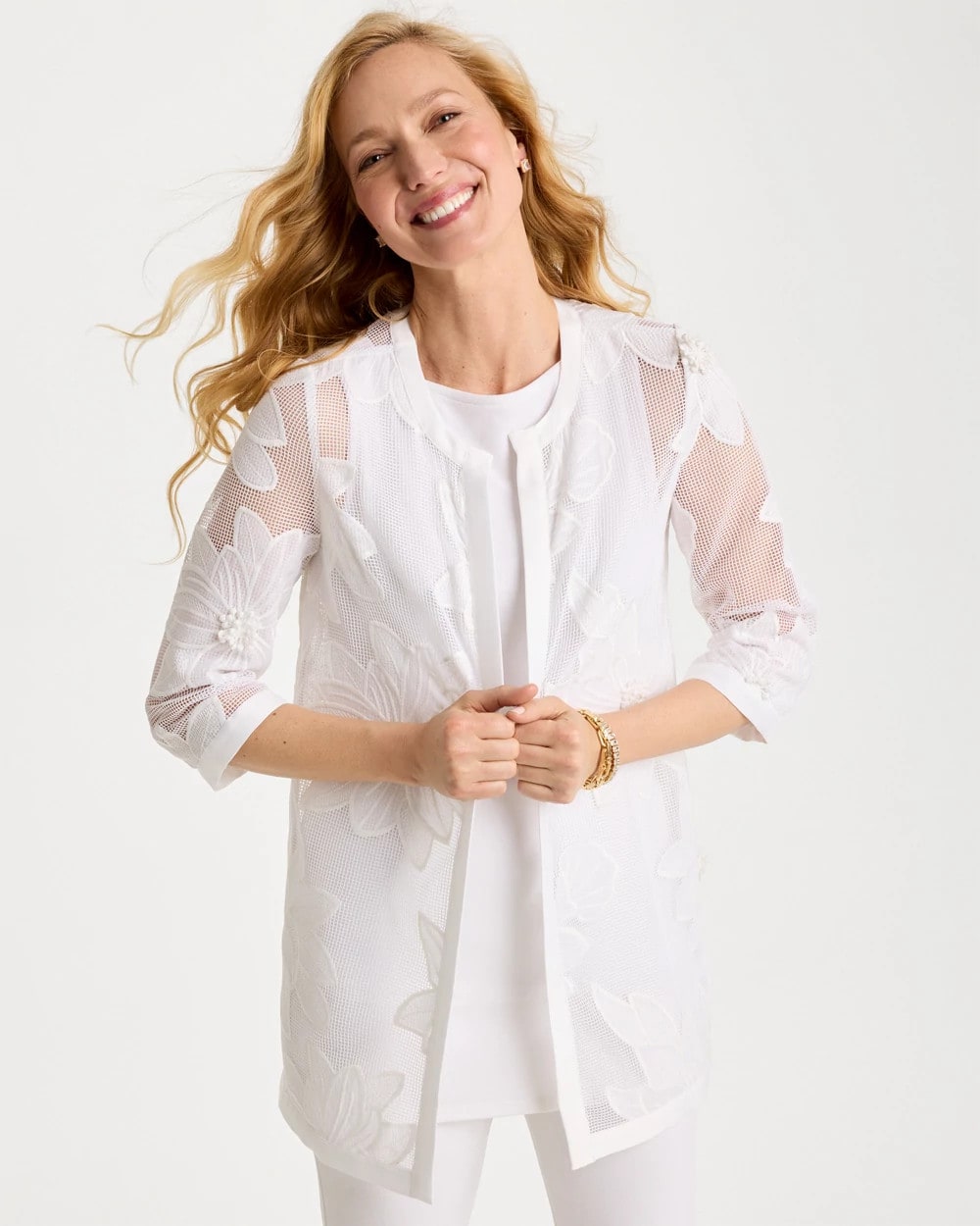 Travelers™ Collection Floral Applique Jacket Travelers Winter Drift - Chico's
